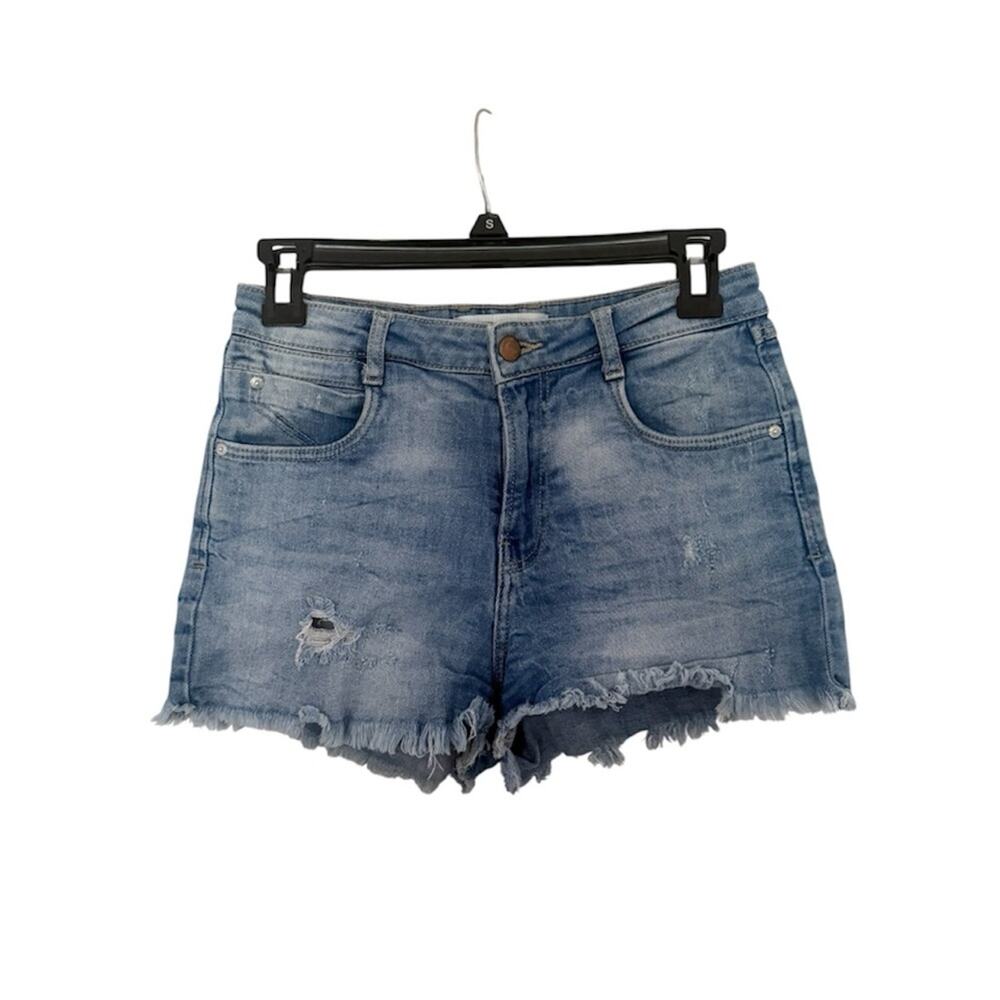 ZARA TRF Denim Cutoff Denim Shorts Distressed Size 4 Blue Jean Shorts